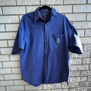 Pirana Joe mens denim button up shirt size L